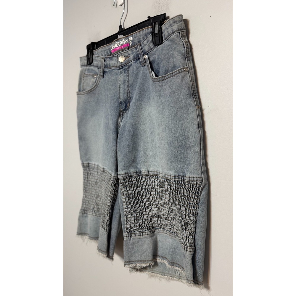 Y2K Demolition Moto Denim Shorts Women Size 9 Streetwear Grunge Retro Throwback - Picture 3 of 6
